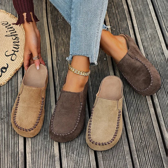 Qirena – Skórzane klapki ortopedyczne vintage