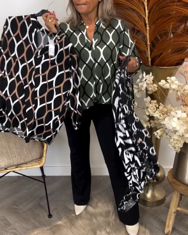 Lenoria – Luźna bluzka z eleganckim wzorem