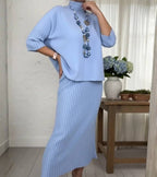 Hestia – Dzianinowy komplet ze spódnicą midi