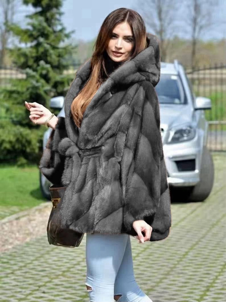 Ekologiczny futerko z kapturem i paskiem w talii, Wyprodukowano we Włoszech 🇮🇹 ekologiczne wszystkie dostępne rozmiary