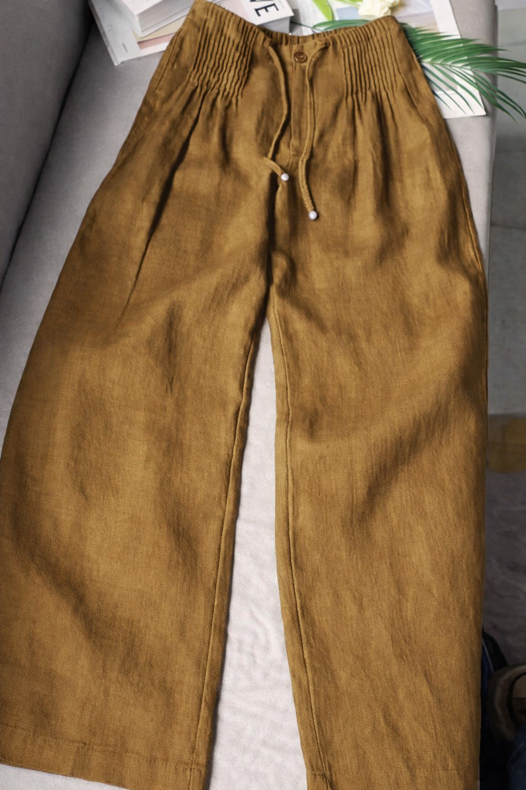 Zofia – Spodnie Bawełniane z Szeroką Nogawką