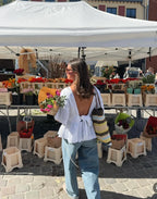 Antonina - Różowa bluzka z odkrytymi plecami i węzłem