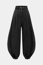 AGATA | Balonowe Bawełniane Spodnie z Wysokim Stanem