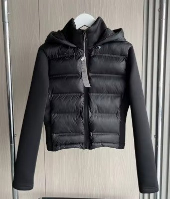 LORA | Czarna Kurtka Puchowa z Kapturem